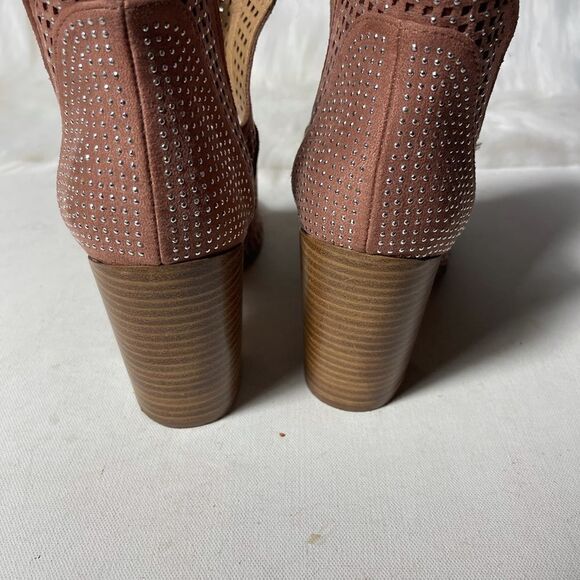 Very G pink blush suede perforated slip on shoes peep toe size 8.5 - Picture 2 of 8